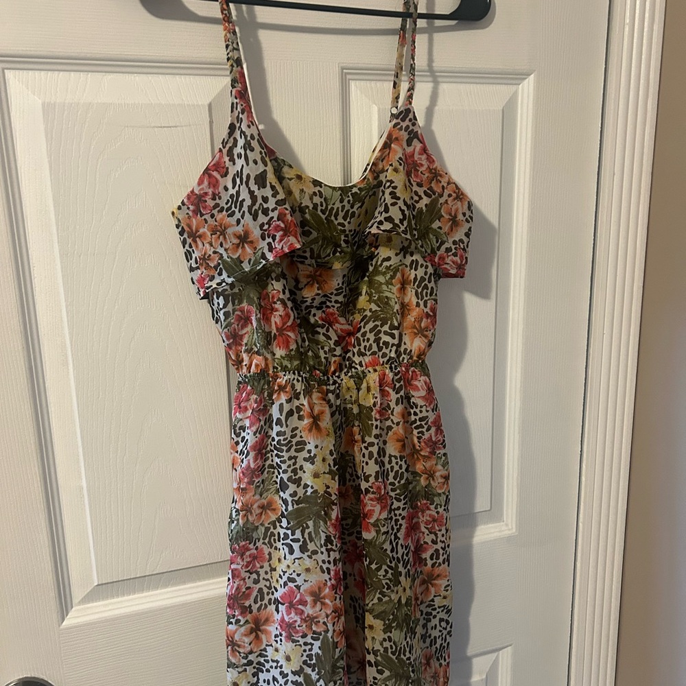 NWOT Bershka Pink and Green Ruched Sundress